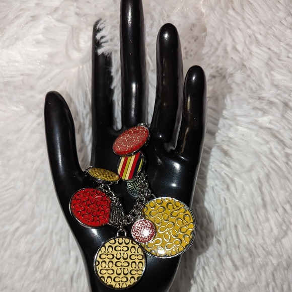 COACH Enamel Logo Charms Chain Necklace and Bracelet Set LNC - Picture 11 of 15